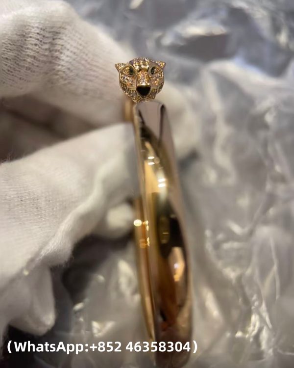 Custom Solid 18k Gold Cartier Jewelry Panthère De Cartier Bracelet Small Model Half-Paved