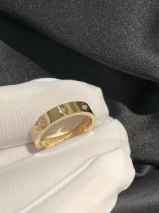 Custom Solid 18K Gold Cartier Jewelry LOVE Ring Small Model 8 Diamonds