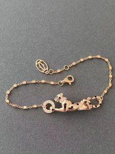 Custom Solid 18k Gold Cartier Jewelry Panthère de Cartier Bracelet, on Chain, Diamonds