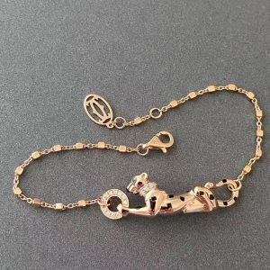 Custom Solid 18k Gold Cartier Jewelry Panthère de Cartier Bracelet, on Chain, Diamonds