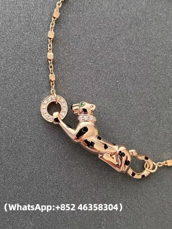 Custom Solid 18k Gold Cartier Jewelry Panthère de Cartier Bracelet, on Chain, Diamonds