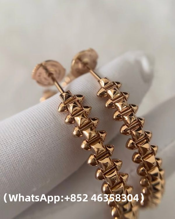 Custom Solid 18k Gold Cartier Clash de Cartier Hoop Earrings Large Model