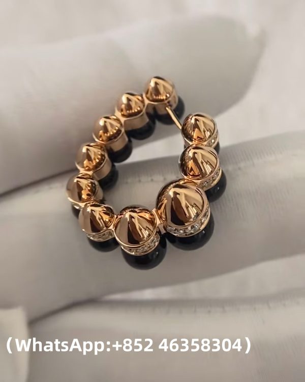 Custom 18k gold Clash de Cartier Hoop Earrings Onyx Extra-Large Model Diamonds