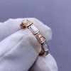 Custom Solid 18k Gold Bulgari Jewelry Serpenti Viper Thin Band Ring Set with Demi Pavé Diamonds and White Mother-of-Pearl Elements