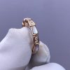 Custom Solid 18k Gold Bulgari Jewelry Serpenti Viper Thin Band Ring Set with Demi Pavé Diamonds and White Mother-of-Pearl Elements