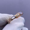 Custom Solid 18k Gold Bulgari Jewelry Serpenti Viper Thin Band Ring Set with Demi Pavé Diamonds and White Mother-of-Pearl Elements