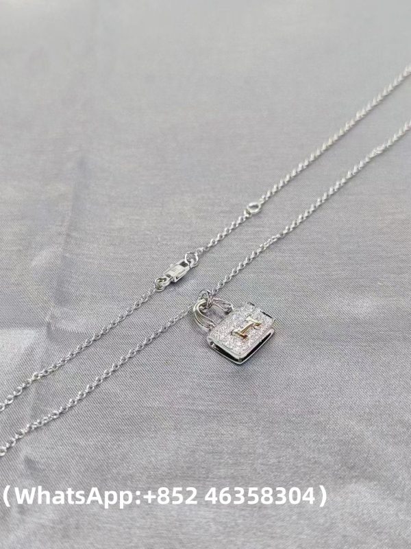 Custom Solid 18k Gold Hermes Jewelry Pendant in White Gold Set with Diamonds and Kelly Snap Closure