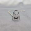 Custom Solid 18k Gold Hermes Jewelry Pendant in White Gold Set with Diamonds and Kelly Snap Closure