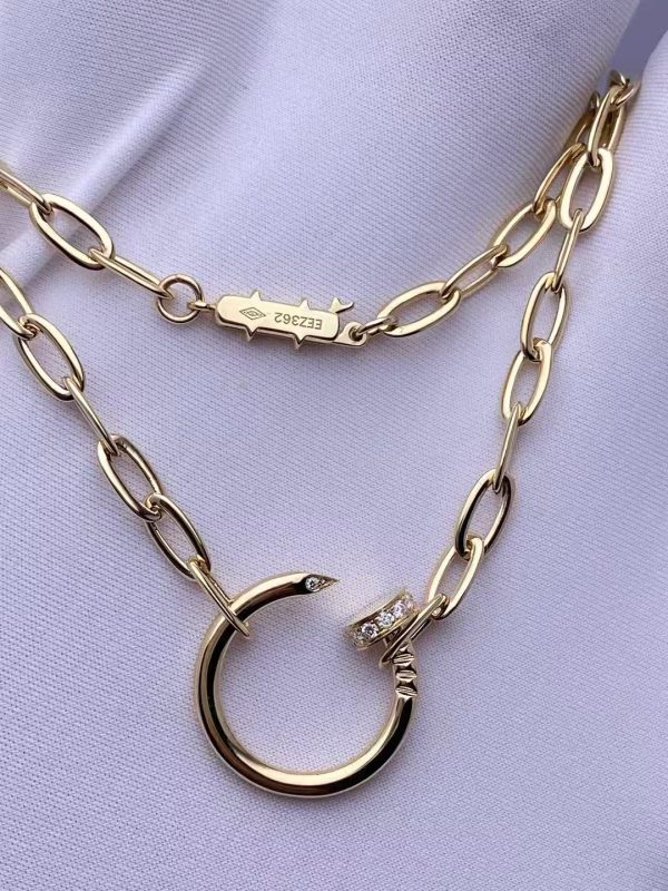 Custom Solid 18k Gold Cartier Jewelry Juste un Clou Necklace, Diamonds