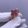 Custom Solid 18k Gold Van Cleef & Arpels Vintage Alhambra Reversible Ring, Carnelian, Diamond
