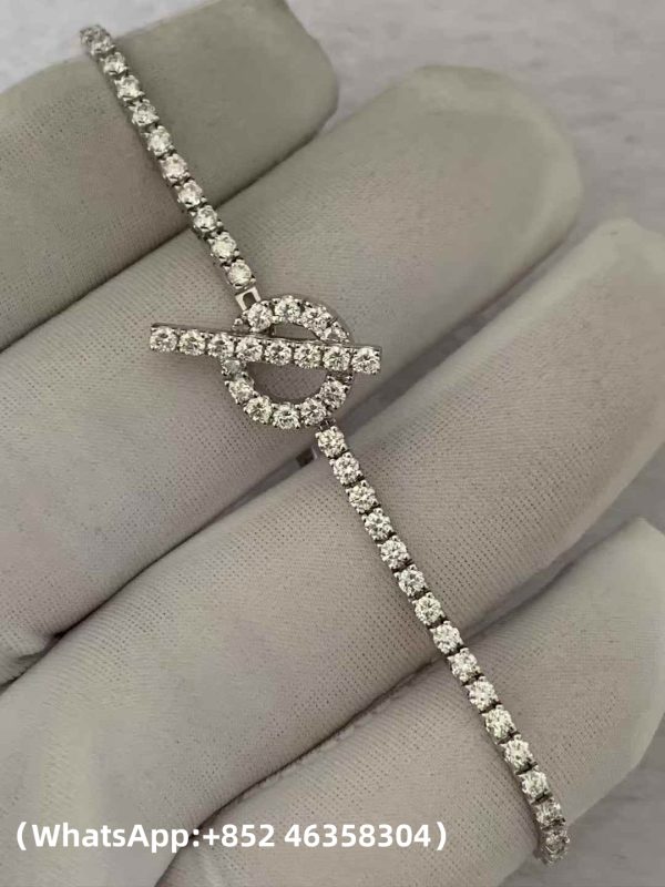 Custom Solid Hermes Finesses Diamond White Gold Bracelet