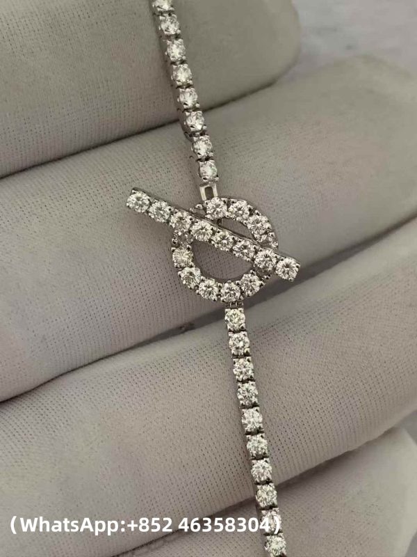 Custom Solid Hermes Finesses Diamond White Gold Bracelet