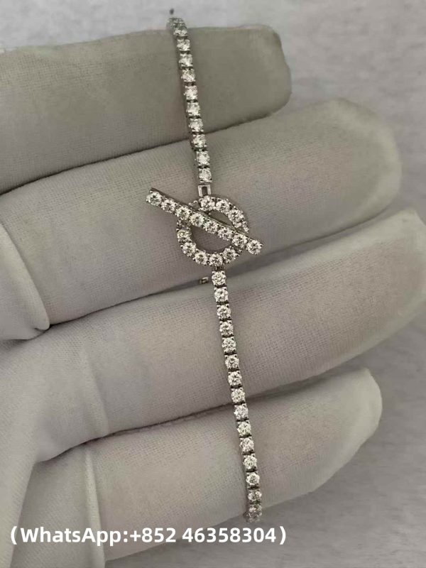 Custom Solid Hermes Finesses Diamond White Gold Bracelet