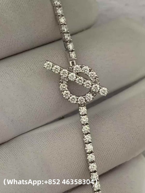 Custom Solid Hermes Finesses Diamond White Gold Bracelet