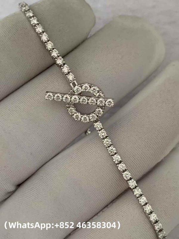 Custom Solid Hermes Finesses Diamond White Gold Bracelet