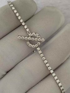 Custom Solid Hermes Finesses Diamond White Gold Bracelet