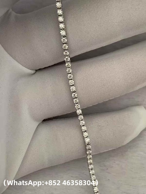 Custom Solid Hermes Finesses Diamond White Gold Bracelet