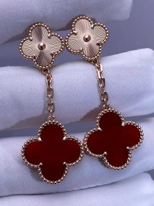 Custom Solid 18k Gold Jewelry Van Cleef & Arpels Magic Alhambra Earrings