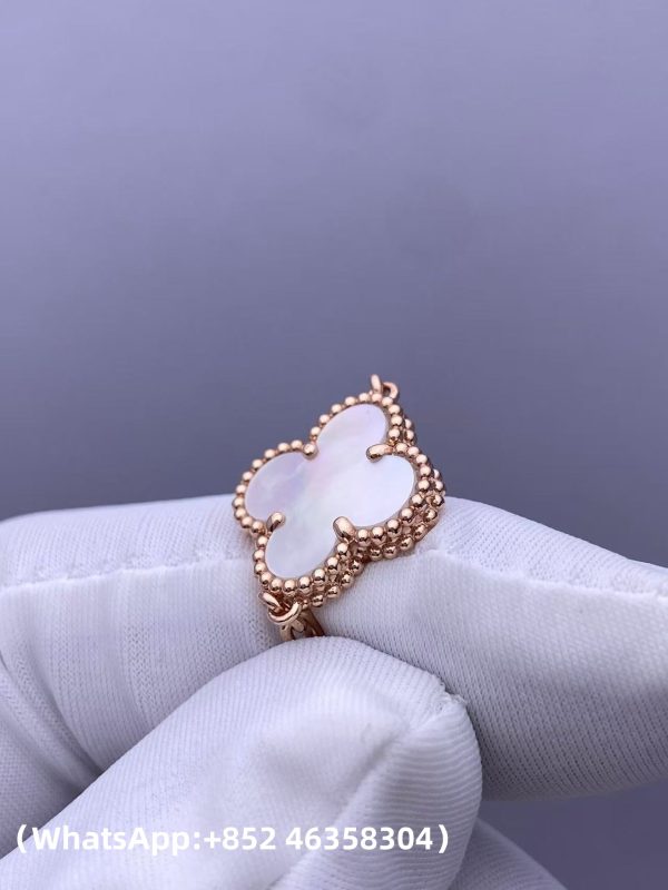 Custom Solid 18k Gold Jewelry Van Cleef & Arpels Vintage Alhambra Bracelet 5 Motifs Mother-of-pearl