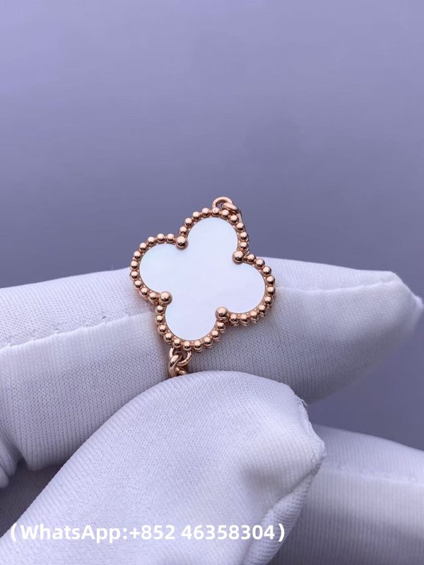 Custom Solid 18k Gold Jewelry Van Cleef & Arpels Vintage Alhambra Bracelet 5 Motifs Mother-of-pearl