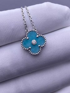 Custom Solid 18k Gold Van Cleef & Arpels Jewelry Vintage Alhambra Diamond Celadon Sèvres Porcelain 2022 Holiday Pendant