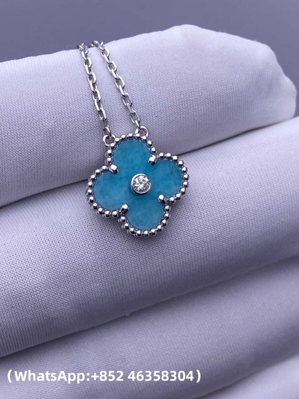 Custom Solid 18k Gold Van Cleef & Arpels Jewelry Vintage Alhambra Diamond Celadon Sèvres Porcelain 2022 Holiday Pendant