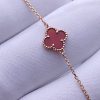 Custom Solid 18k Gold Van Cleef & Arpels Jewelry Sweet Alhambra Bracelet Carnelian 18K Rose Gold