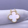 Custom Solid 18k Gold Van Cleef & Arpels Jewelry Vintage Alhambra Pendant Mother-Of-Pearl