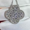 Custom solid 18k gold Van Cleef & Arpels Jewelry Magic Alhambra Pendant, Diamond