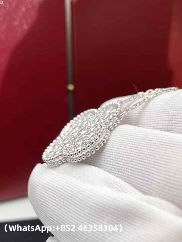 Custom solid 18k gold Van Cleef & Arpels Jewelry Magic Alhambra Pendant, Diamond