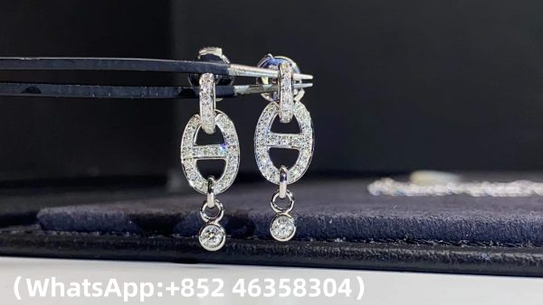 Custom Solid 18K Gold Hermes Jewelry Chaine d’Ancre Drop Earrings