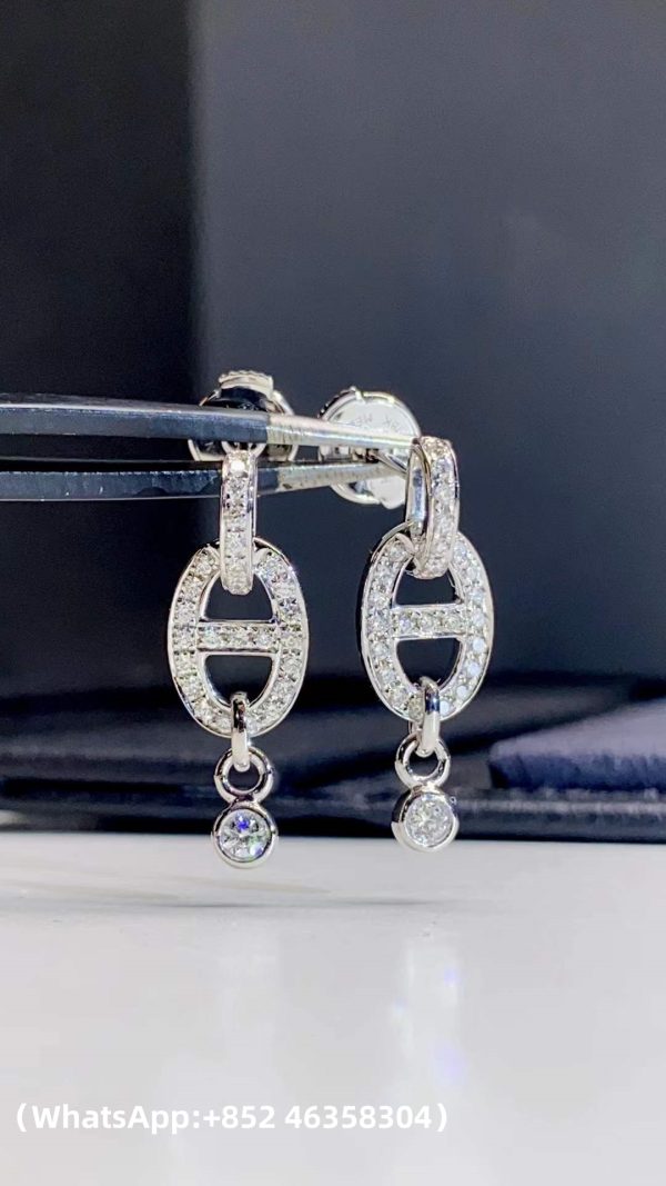 Custom Solid 18K Gold Hermes Jewelry Chaine d’Ancre Drop Earrings