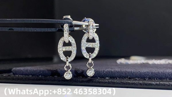 Custom Solid 18K Gold Hermes Jewelry Chaine d’Ancre Drop Earrings