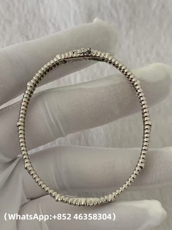 Custom Solid 18k Gold Van Cleef & Arpels Jewelry Perlée Sweet Clovers Bracelet Medium Model 18K White Gold Diamond