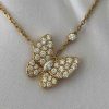 Custom Solid 18K Gold Van Cleef & Arpels Jewelry Two Butterfly Pendant, Diamond Custom Solid 18K Gold Van Cleef & Arpels Jewelry Two Butterfly Pendant, Diamond