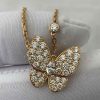 Custom Solid 18K Gold Van Cleef & Arpels Jewelry Two Butterfly Pendant, Diamond Custom Solid 18K Gold Van Cleef & Arpels Jewelry Two Butterfly Pendant, Diamond