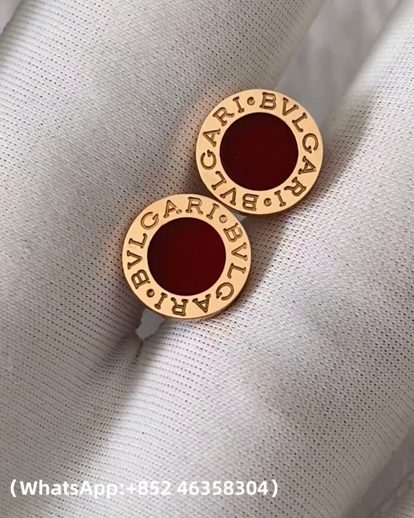 Custom Solid 18k Gold Bulgari Jewelry Bulgari Single Stud Earring with Carnelian