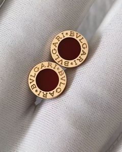 Custom Solid 18k Gold Bulgari Jewelry Bulgari Single Stud Earring with Carnelian