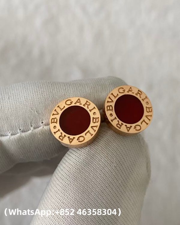 Custom Solid 18k Gold Bulgari Jewelry Bulgari Single Stud Earring with Carnelian