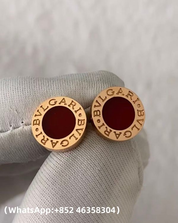 Custom Solid 18k Gold Bulgari Jewelry Bulgari Single Stud Earring with Carnelian