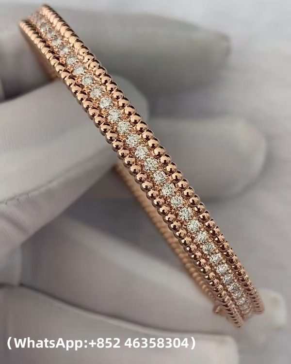 Custom solid 18k gold Van Cleef & Arpels Jewelry Perlée Diamonds Bracelet