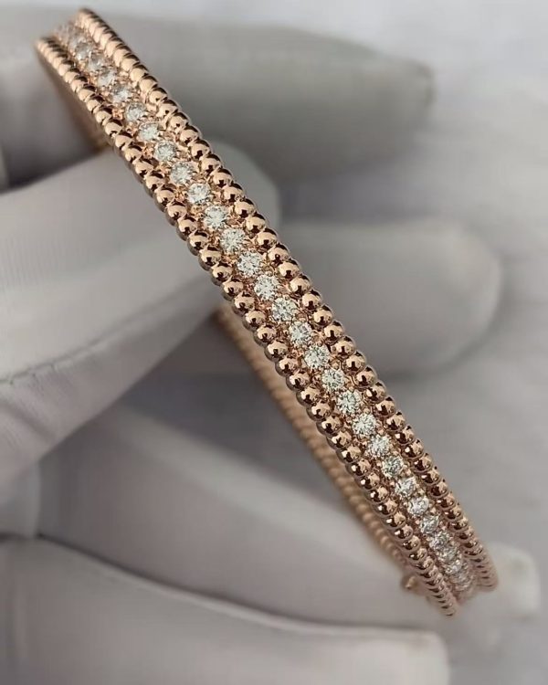 Custom solid 18k gold Van Cleef & Arpels Jewelry Perlée Diamonds Bracelet