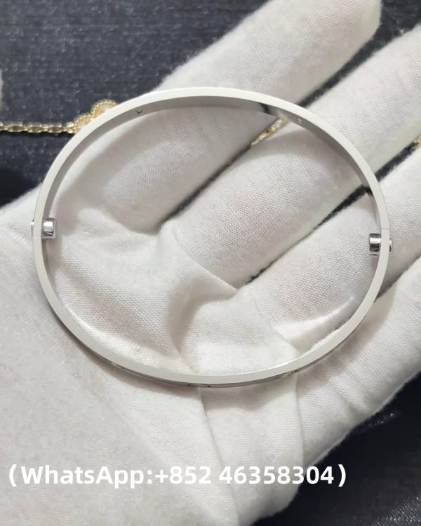Custom Solid 18k Gold Cartier Jewelry LOVE Bracelet Classic Model Brushed 4 Diamonds