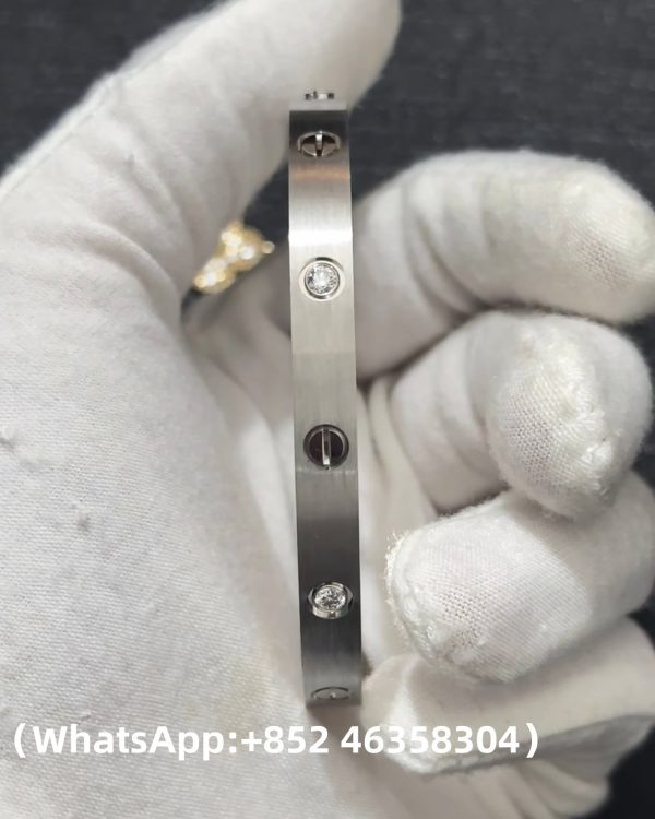 Custom Solid 18k Gold Cartier Jewelry LOVE Bracelet Classic Model Brushed 4 Diamonds