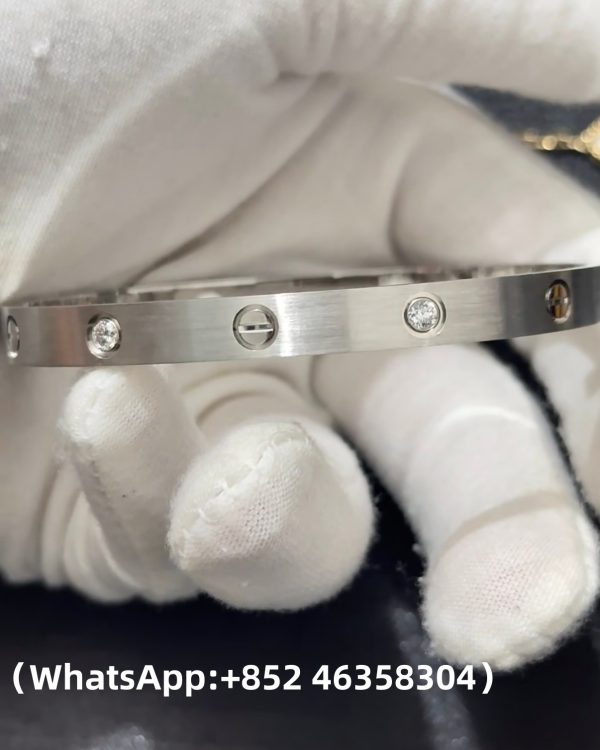 Custom Solid 18k Gold Cartier Jewelry LOVE Bracelet Classic Model Brushed 4 Diamonds
