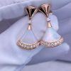 Custom Solid 18k Gold Bulgari Jewelry Bvlgari Divas' Dream Fan-Shaped Drop Earrings Set with Mother-of-Pearl and Brilliant-Cut Diamonds
