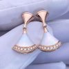 Custom Solid 18k Gold Bulgari Jewelry Bvlgari Divas' Dream Fan-Shaped Drop Earrings Set with Mother-of-Pearl and Brilliant-Cut Diamonds