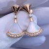 Custom Solid 18k Gold Bulgari Jewelry Bvlgari Divas' Dream Fan-Shaped Drop Earrings Set with Mother-of-Pearl and Brilliant-Cut Diamonds