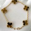 Custom Solid 18k Gold Van Cleef & Arpels Jewelry Vintage Alhambra Bracelet 5 Motifs Tiger Eye Custom Solid 18k Gold Van Cleef & Arpels Jewelry Vintage Alhambra Bracelet 5 Motifs Tiger Eye
