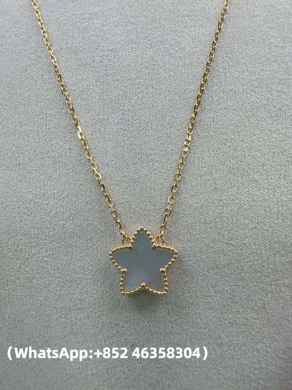 Custom Solid 18k Gold Van Cleef & Arpels Jewelry Lucky Alhambra Star Pendant Necklace and Mother of Pearl Custom Solid 18k Gold Van Cleef & Arpels Jewelry Lucky Alhambra Star Pendant Necklace and Mother of Pearl